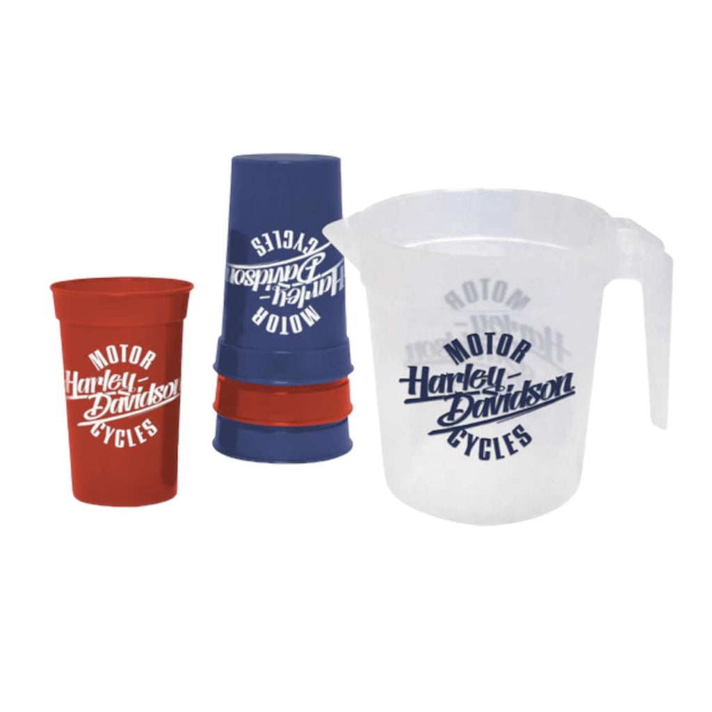 Harley-Davidson® Motorcycle Graphics Plastic Pitcher & Plastic Cups Drink Set - HDL-18811