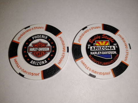 Buddy Stubbs Harley-Davidson Poker Chip - Orange & Black on White