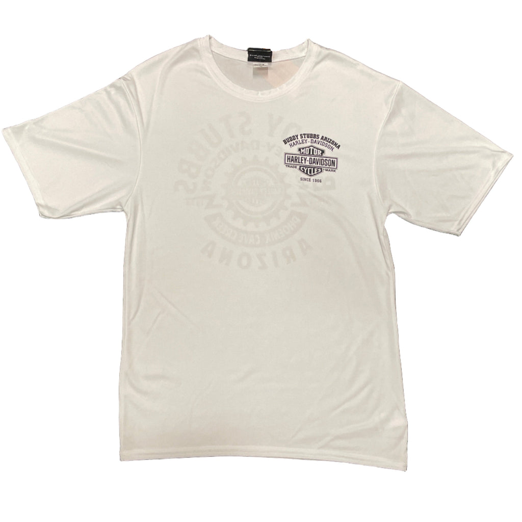 Buddy Stubbs H-D Custom Short Sleeve - White Performance Wicking