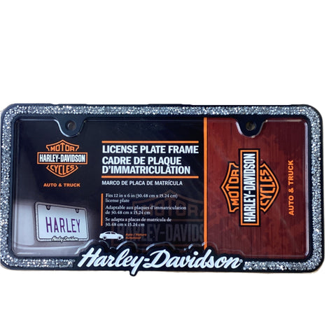 License Plate Frame, Harley Crushed Gem Blk