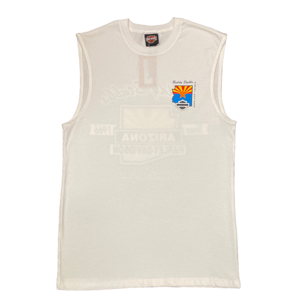 Buddy Stubbs Harley-Davidson Arizona Flag Custom Design Bright White Sleeveless Tee