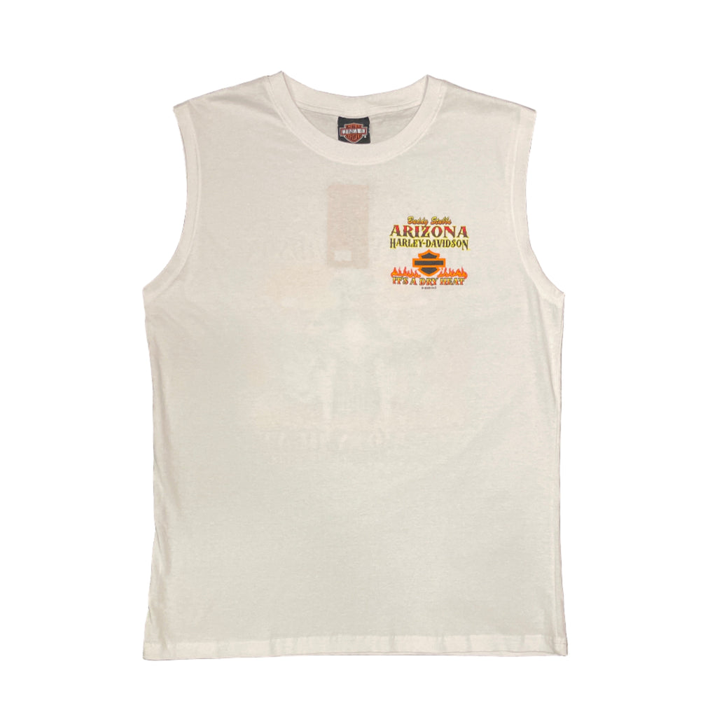 Buddy Stubbs Harley-Davidson "It's a Dry Heat" White Sleeveless