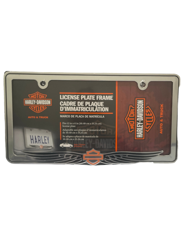 License Plate Frame, w/Wings Chrome