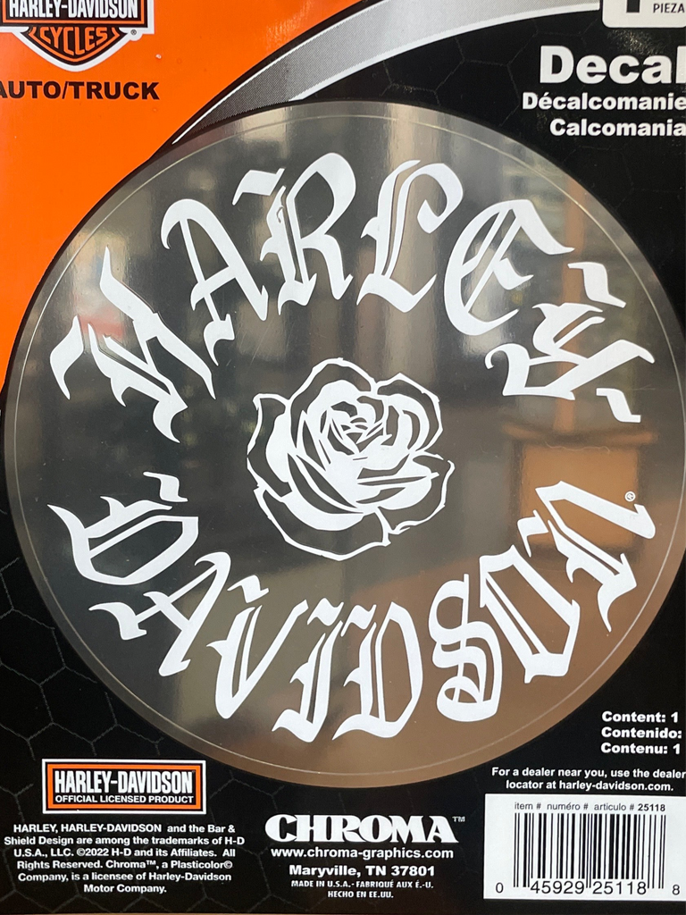 Decal, H-D White Rose