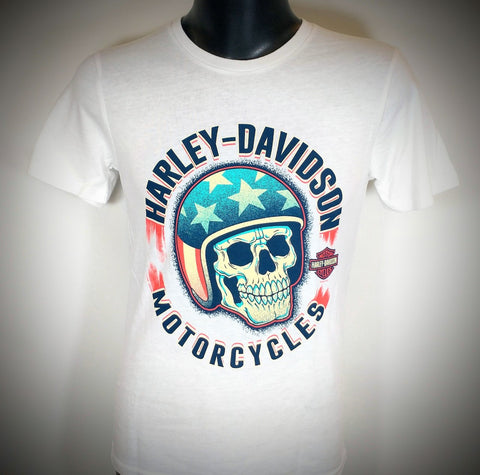 Men's Harley-Davidson Flag Skull T-Shirt - White - 40290955