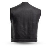 Men's Platinum Leather Motorcycle Vest Lowside - FIM659CPM-