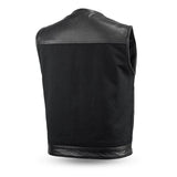 Men's Motorcycle Leather/Canvas Vest 49/51-(no collar) - FIM4951CNV-C-