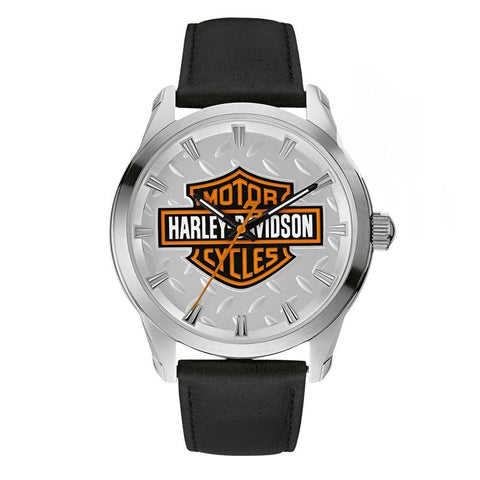 Harley-Davidson Men's Willie G Skull Medallion Watch, Leather 76A156 By Bulova