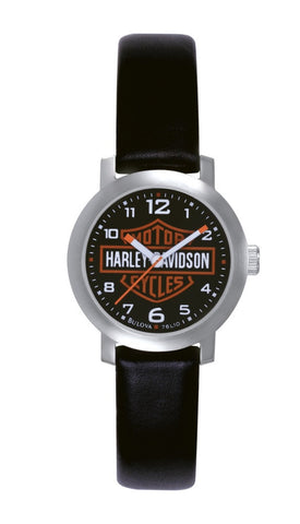 Harley-Davidson Men's Bar and Shield, Leather Strap Watch. 76A04 By Bulova