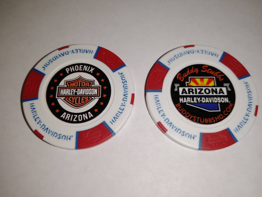 Buddy Stubbs Harley-Davidson Poker Chip - Blue & Red on White