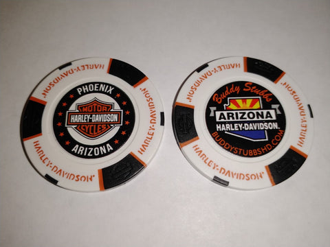 Buddy Stubbs Harley-Davidson Poker Chip - Orange & Black on White