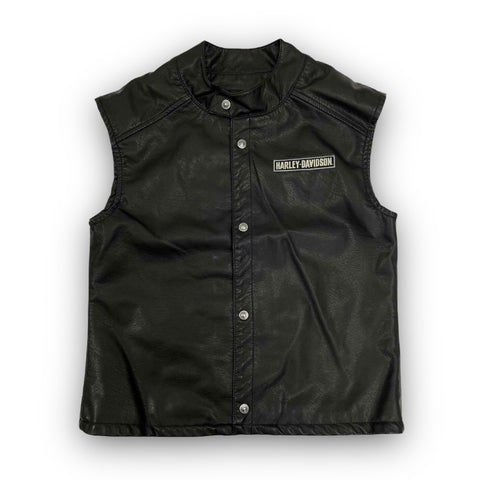 Harley-Davidson Embroidered Patches Snap Faux Leather Vest - Black 6070183-