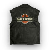 Harley-Davidson Embroidered Patches Snap Faux Leather Vest - Black 6070183-